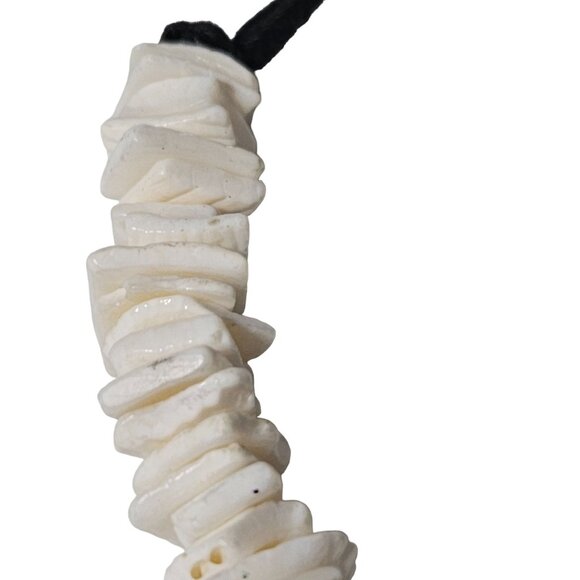 Boho White Shell Bead Bracelet Beach Core Surfer Mens Adjustable Black Cord - Picture 2 of 4